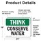 Signmission Conserve Water, 24 in W x Rectangle, Vinyl Decal OS-2PACK-TS-D-1824-L-11821 - alternate 3